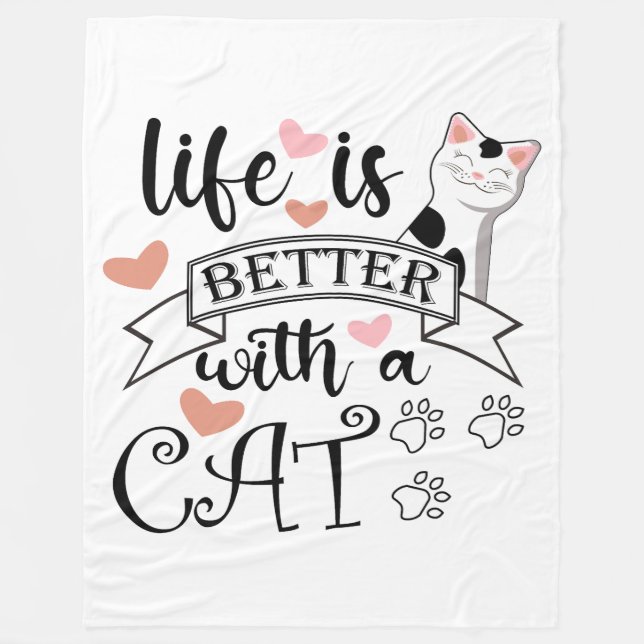 Couverture Polaire Life is Better With a Cat quote slogan (Devant)