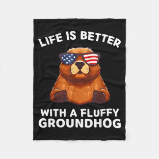 Couverture Polaire Life Is Better With A Fluffy Groundhog Cute Ground