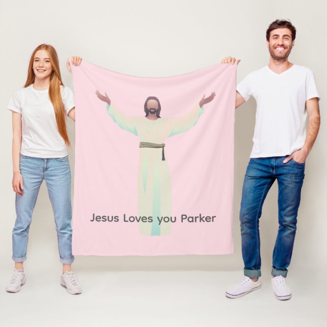 Couverture Polaire Lifesize Jesus Pink Blanket - Customisez-le (En situation)