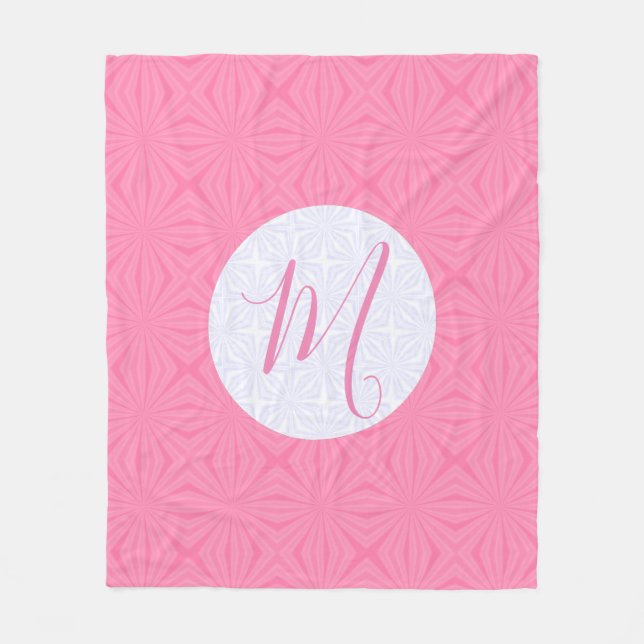 Couverture Polaire Light Pink Squiggly Squares Personalize Initial  (Devant)