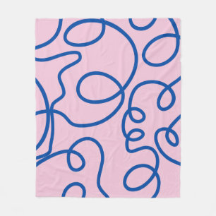 Couverture Polaire Ligne Abstraite Art Rétro Rose Et Bleu