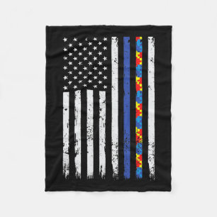 Couverture Polaire Ligne Bleue fine Soutien de la police Autisme 4 Ju