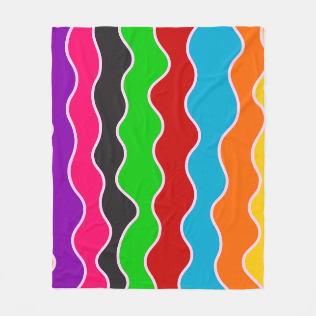 Couverture Polaire Ligne ondulée verticale colorée motif (Devant)