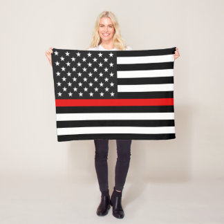 Couverture Polaire Ligne rouge mince drapeau américain