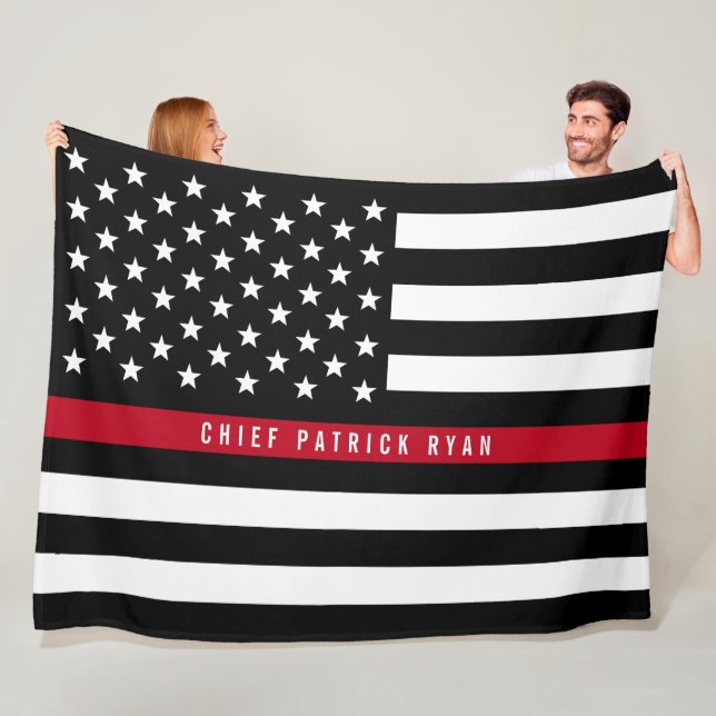 Couverture Polaire Ligne rouge mince monogramme de drapeau de (En situation)