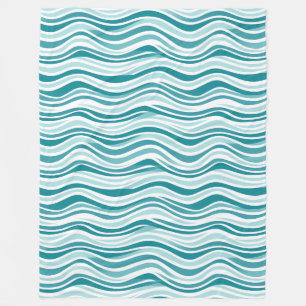 Couverture Polaire Lignes bleu clair / vert ondulé sur Arrière - plan