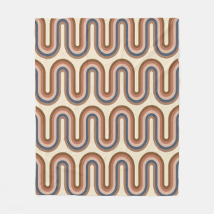Couverture Polaire Lignes d'argile rétro Earthy Wavy Brown