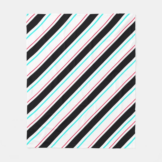 Couverture Polaire Lignes de bandes régimentaires inclinées en noir b (Devant)