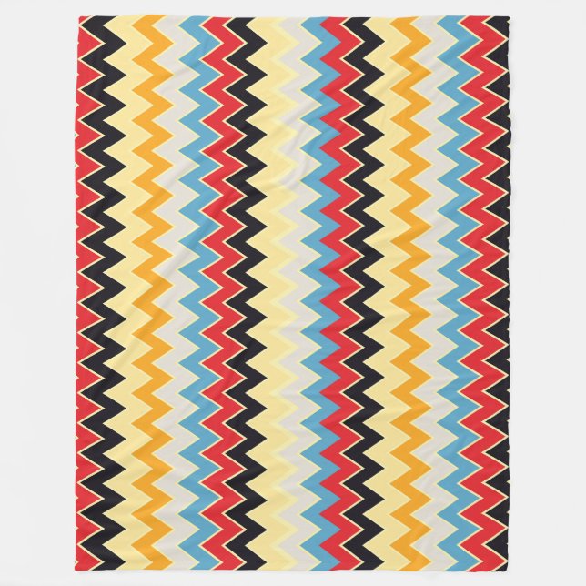 Couverture Polaire Lignes de couleurs en zigzag (Devant)
