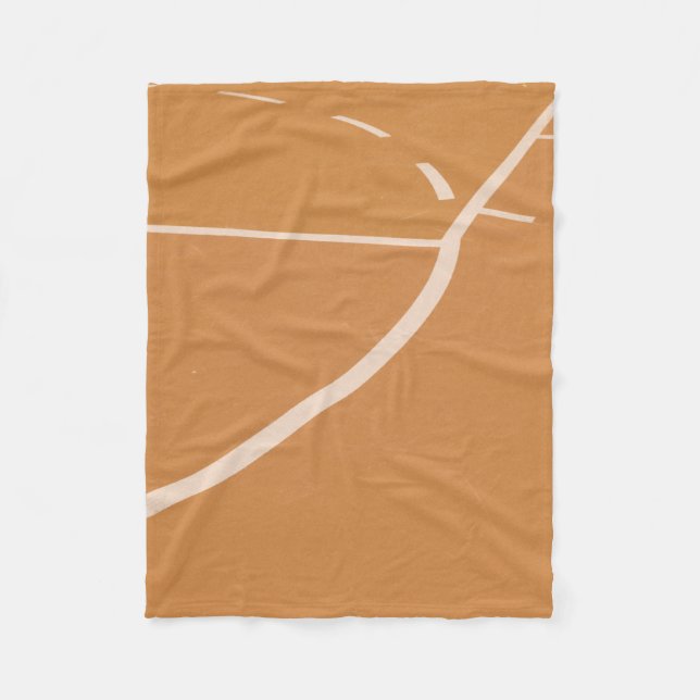 Couverture Polaire Lignes de terrain de basket orange et blanc (Devant)