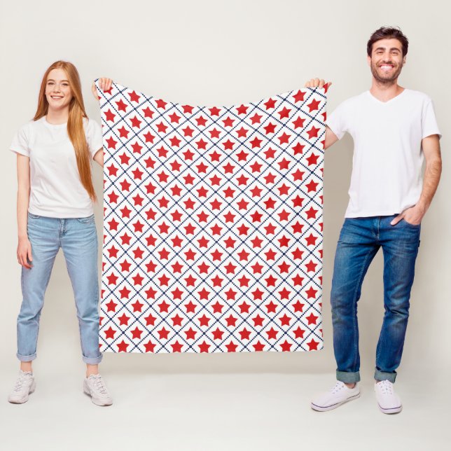 Couverture Polaire Lignes en pointillé Red Stars (En situation)