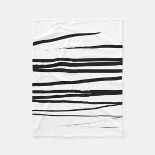 Couverture Polaire Lignes noires et blanches modernes Art Abstrait