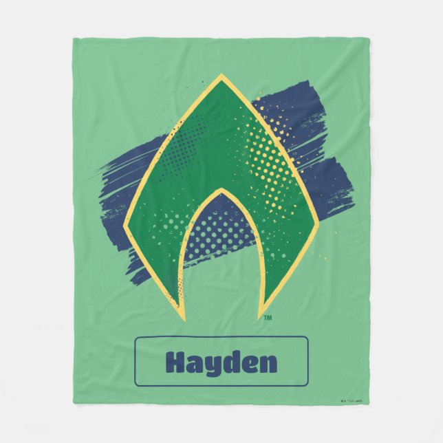 Couverture Polaire Ligue de Justice | Symbole Aquaman à demi-teintes  (Devant)