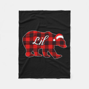 Couverture Polaire Lil Bear Red Plaid Pajama de Noël Ours Famille Xm