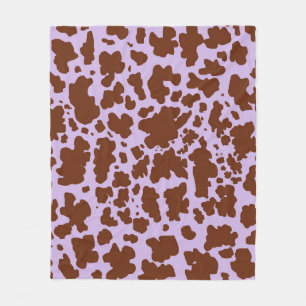 Couverture Polaire Lilac Purple moderne et peau Brown de vache Imprim