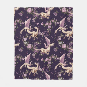 Couverture Polaire Lilac, Rose et blanc Dragons Blanket en polaire