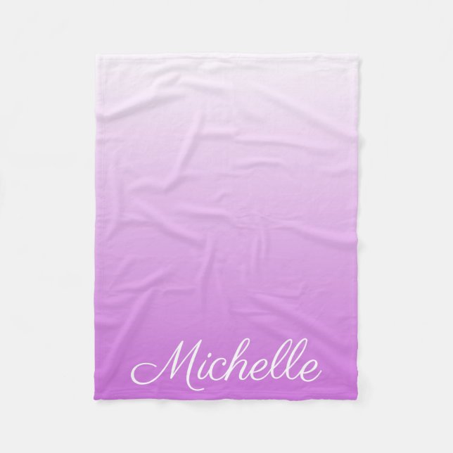 Couverture Polaire Lilac violet ombre nom personnalisé (Devant)