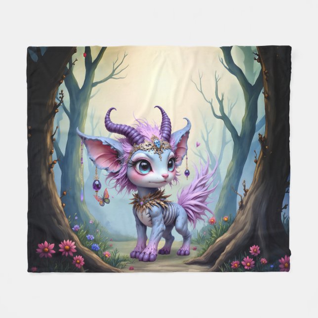 Couverture Polaire Lilac Whisper – Gardien de la Forêt Enchantée.  (Devant (Horizontal))