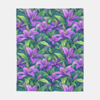 Couverture Polaire Lilias Violets Vifs Avec Feuilles Vertes