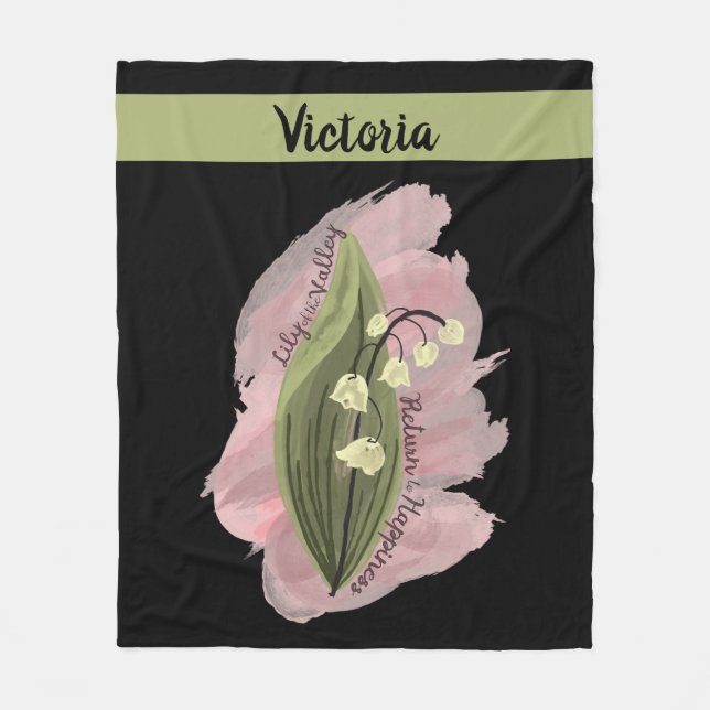 Couverture Polaire Lily of the Valley Happiness Personnalisé Black (Devant)