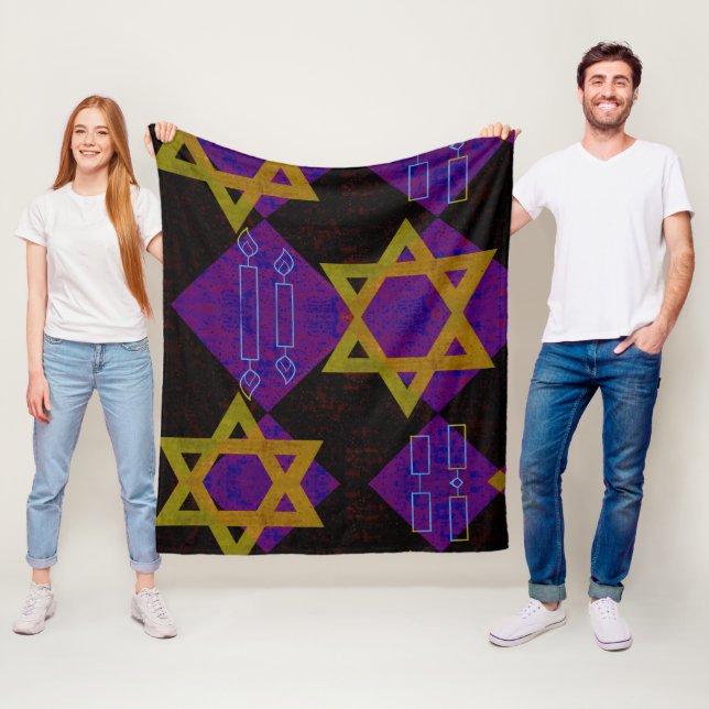 Couverture Polaire L'image à thème Hanukkah de SlipperyJoe's jaune do (En situation)