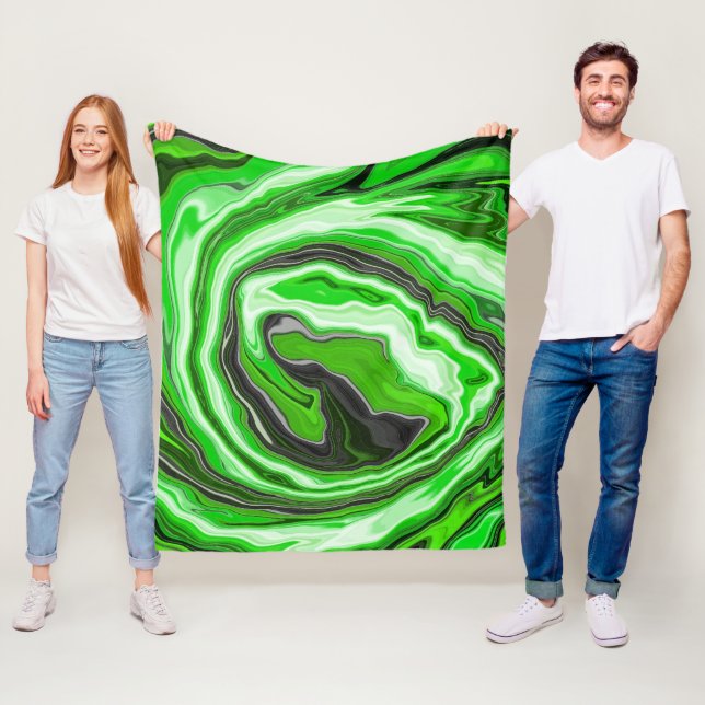 Couverture Polaire Lime vert et marbre noir comme des flûtes Fluid Ar (En situation)