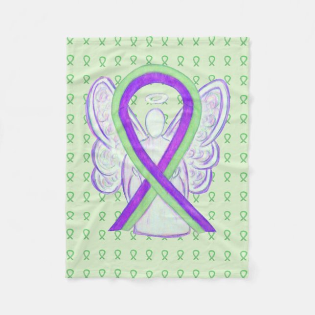 Couverture Polaire Lime Vert & Violet Sensibilisation Ruban Angel Bla (Devant)