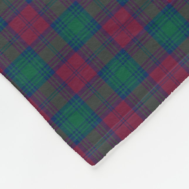 Couverture Polaire Lindsay Clan Maroon et Green Tartan (Coin)
