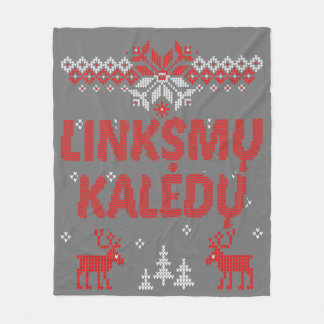 Couverture Polaire Linksmu Kaledu cadeau de Noël lituanien joyeux