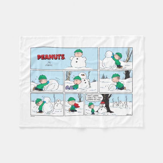 Couverture Polaire Linus Construit Un Snowman (Devant (Horizontal))