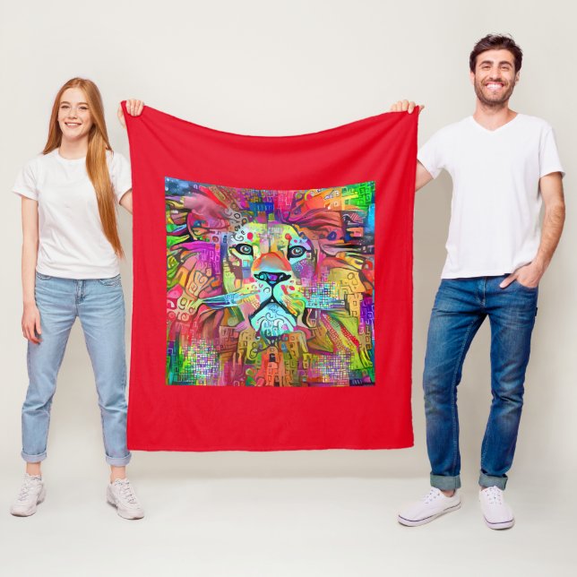COUVERTURE POLAIRE LION ART BLANKET (En situation)