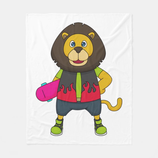 Couverture Polaire Lion as skater with skateboard (Devant)