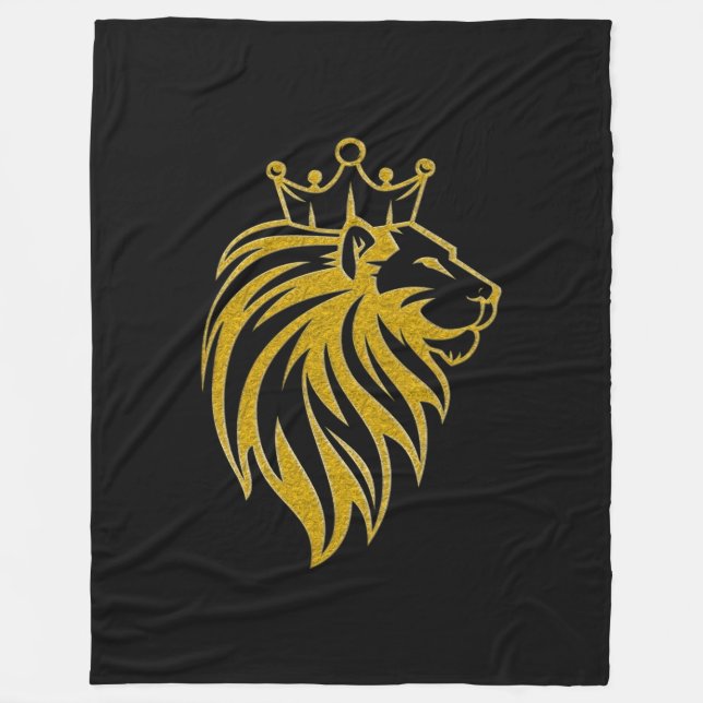 Couverture Polaire Lion Avec Couronne - Style Or 2 (Devant)