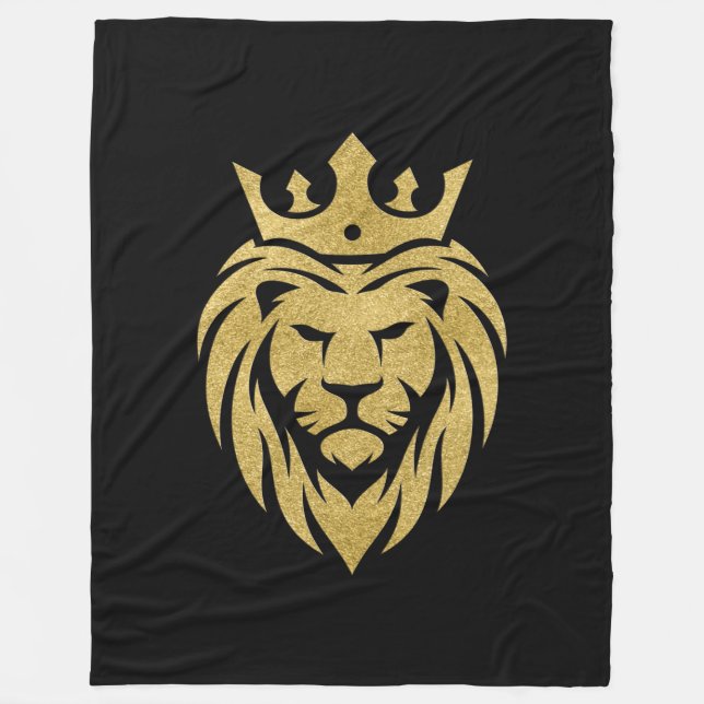 Couverture Polaire Lion Avec Couronne - Style Or 3 (Devant)