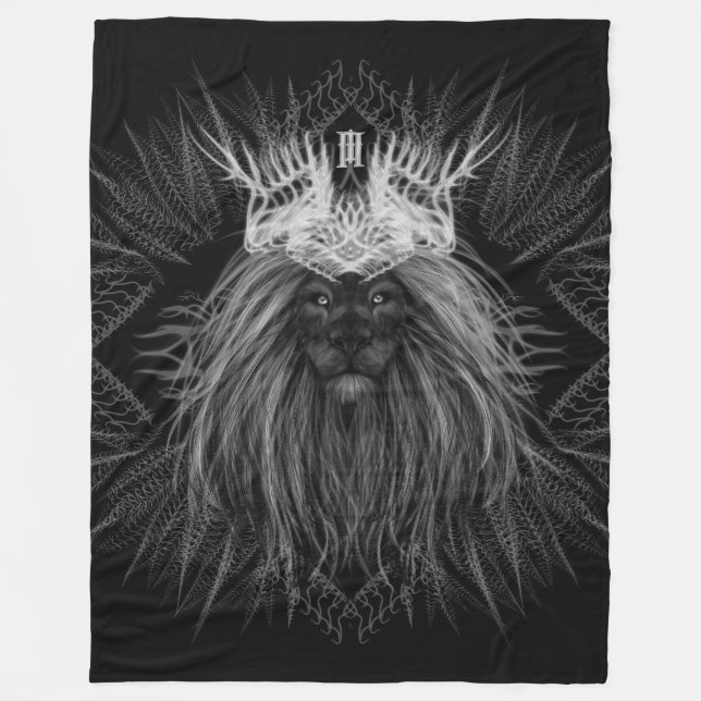 Couverture Polaire Lion avec monogramme de couronne (Devant)