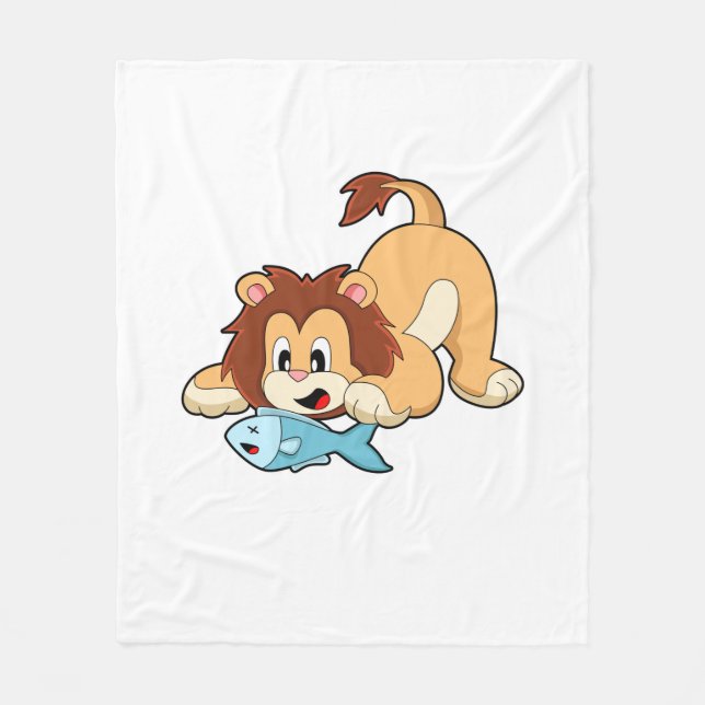 Couverture Polaire Lion avec poisson (Devant)