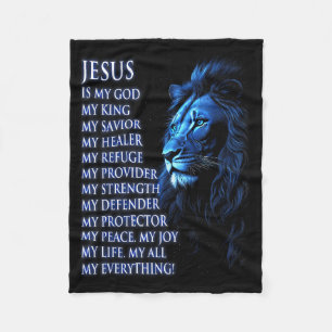 Couverture Polaire Lion Christian Jesus Est Mon Roi, Dieu, Seigneur E