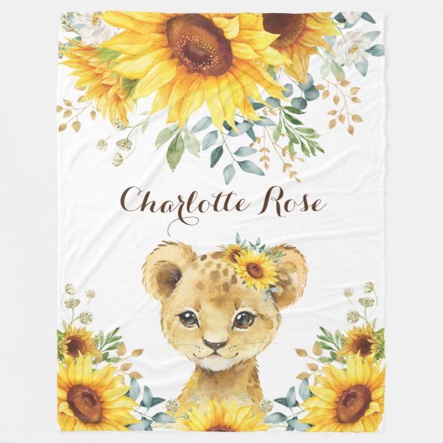 Couverture Polaire Lion Cub Été Sunflower Baby Girl Nursery (Devant)