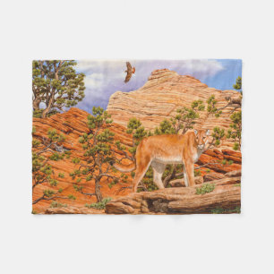 Couverture Polaire Lion De La Montagne Cougar Dans Le Parc National D