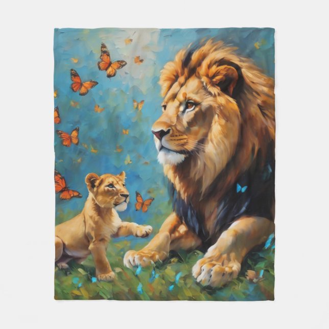 Couverture Polaire Lion Et Cub (Devant)