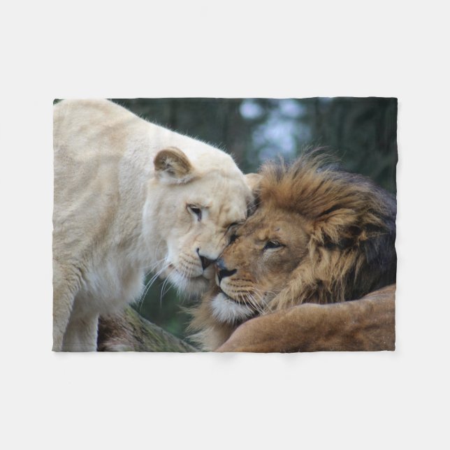 Couverture Polaire Lion et lionne (Devant (Horizontal))