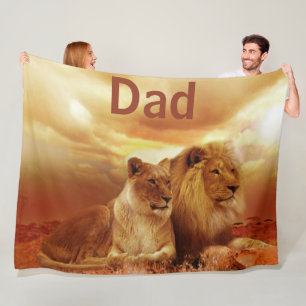 Couverture Polaire Lion et lionne - Blanchisserie en laine sur mesure
