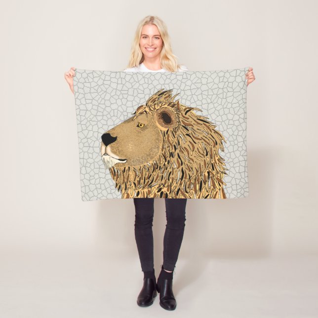 Couverture Polaire Lion Fleece Blanche (En situation)