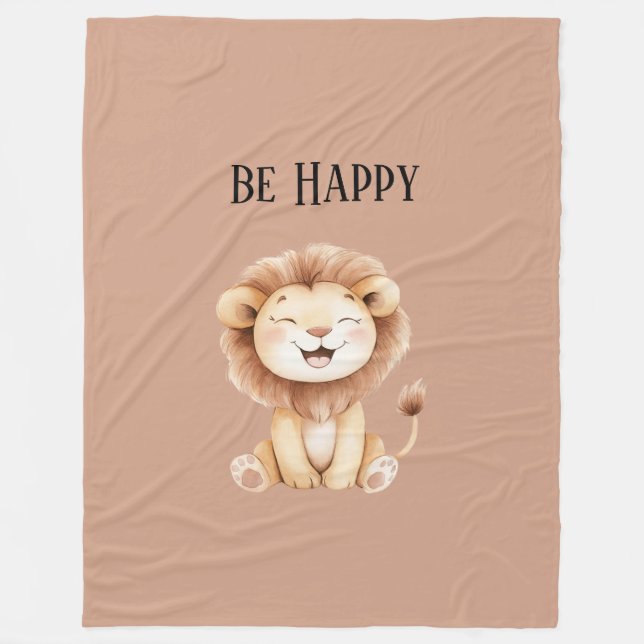 Couverture Polaire Lion Heureux (Devant)