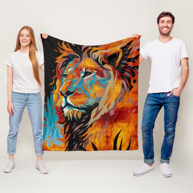 Couverture Polaire Lion majestueux protégeant les forêts (En situation)