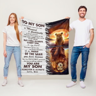 Couverture Polaire Lion Maman À Mon Fils J'Ai Fermé Mes Yeux