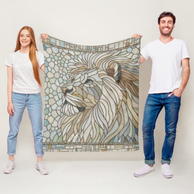 Couverture Polaire Lion Portrait Mosaic Art (En situation)