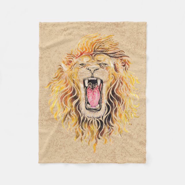 Couverture Polaire Lion tourbillonnant (Devant)