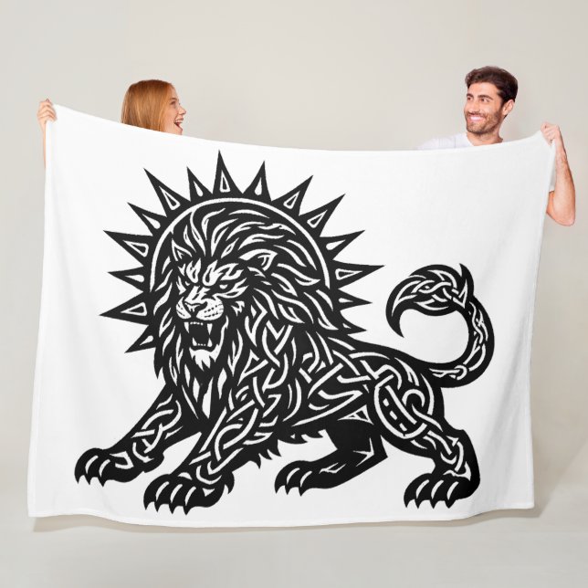 Couverture Polaire Lion Zodiaque Soleil‑Crinière Lion | BurnsInHell (En situation)