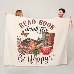 Couverture Polaire Lire des livres, boire du thé et être heureux